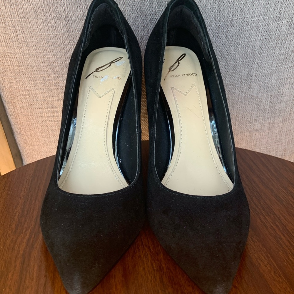 Brian Atwood black suede heels